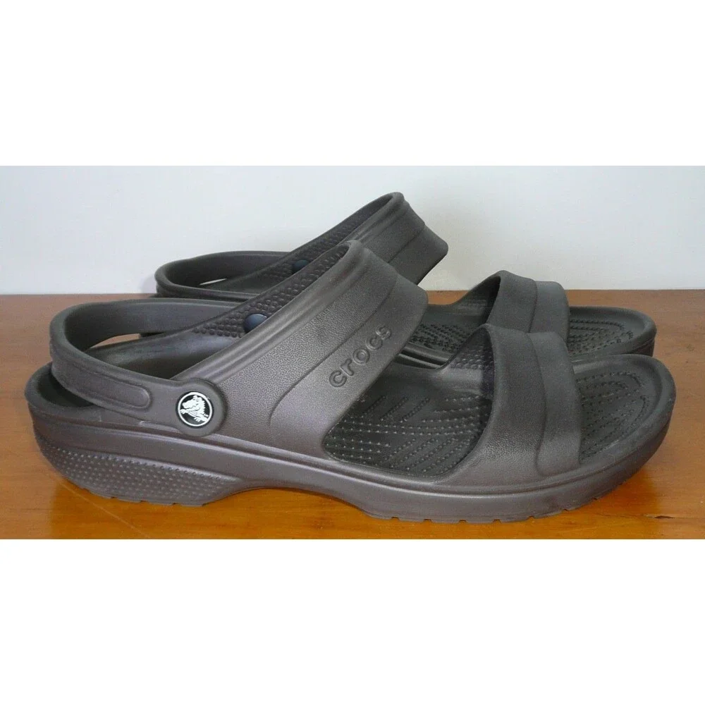 Crocs Classic 2 Strap Sandals Brown Men's Size 13 Excellent Condition Heel Strap